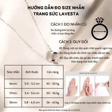 Nhẫn bạc nữ Moissanite 7 ly GRA - LAVESTA KC54, xi bạch kim sang trọng, hiện đại 7