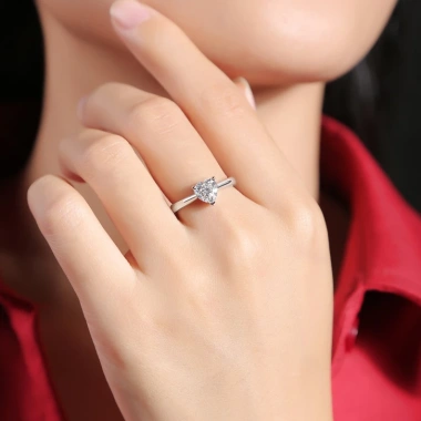 Nhẫn bạc nữ Moissanite 7 ly mặt trái tim - Kiểm định GRA, thương hiệu JIU ZUAN, giá ưu đãi 755.000₫ 3