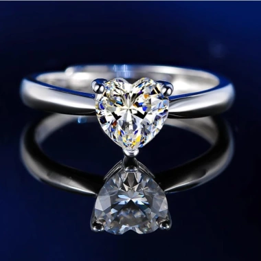 Nhẫn bạc nữ Moissanite 7 ly mặt trái tim - Kiểm định GRA, thương hiệu JIU ZUAN, giá ưu đãi 755.000₫ 4
