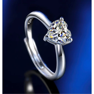 Nhẫn bạc nữ Moissanite 7 ly mặt trái tim - Kiểm định GRA, thương hiệu JIU ZUAN, giá ưu đãi 755.000₫ 10