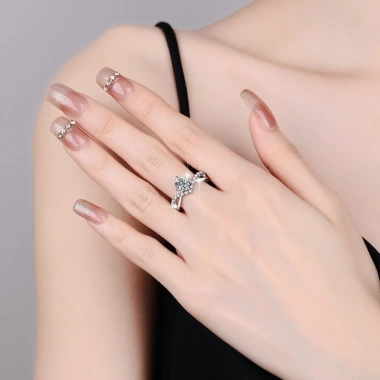 Nhẫn bạc nữ PMJ vương miện dải đá sang trọng, đính đá cao cấp - Giá 349.000 VND