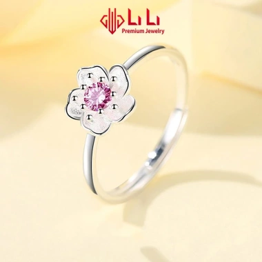 Nhẫn bạc nữ S925 đính đá CZ hoa anh đào Skylar LILI - Giá ưu đãi 1.5tr