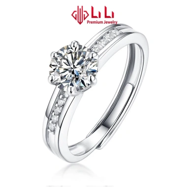 Nhẫn bạc nữ S925 Griselda Đính kim cương Moissanite cao cấp Giá ưu đãi 2.1 triệu