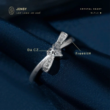 Nhẫn Bạc Nữ S925 JENSY Dáng Nơ Trái Tim Crystal Heart NLTL3 - Xinh Xắn Giá 444k
