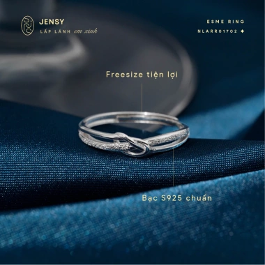 Nhẫn Bạc Nữ S925 JENSY Nút Thắt Đính Đá Esme - Sang Trọng, Giá 456.000 VND