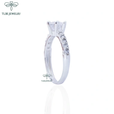 Nhẫn bạc nữ TLEE A124 đính đá sáu chấu viền sang trọng - Giá ưu đãi 442.000₫
