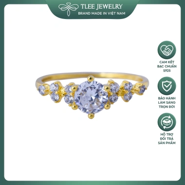 Nhẫn bạc nữ TLEE Elise mạ vàng 14k đính đá sang trọng - Giá chỉ 494.000 VND