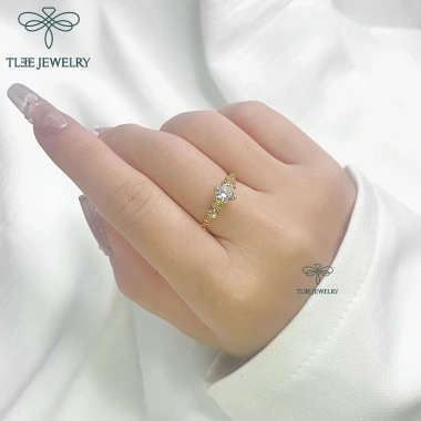 Nhẫn bạc nữ TLEE Elise mạ vàng 14k đính đá sang trọng - Giá chỉ 494.000 VND 4