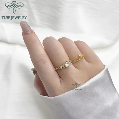 Nhẫn bạc nữ TLEE vương miện ba chóp mạ vàng 14k cao cấp A112 - Giảm giá 442.000đ 4