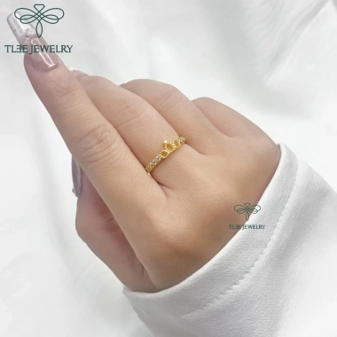 Nhẫn bạc nữ TLEE vương miện ba chóp mạ vàng 14k cao cấp A112 - Giảm giá 442.000đ 5