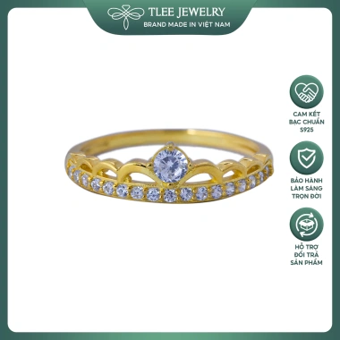 Nhẫn bạc nữ TLEE vương miện nữ hoàng mạ vàng 14k sang trọng - Giá chỉ 494.000₫