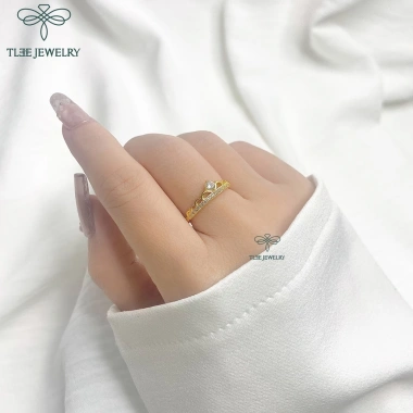 Nhẫn bạc nữ TLEE vương miện nữ hoàng mạ vàng 14k sang trọng - Giá chỉ 494.000₫ 4