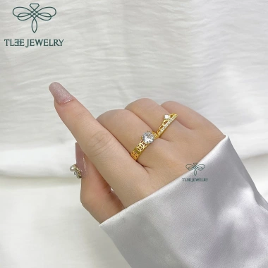 Nhẫn bạc nữ TLEE vương miện nữ hoàng mạ vàng 14k sang trọng - Giá chỉ 494.000₫ 5