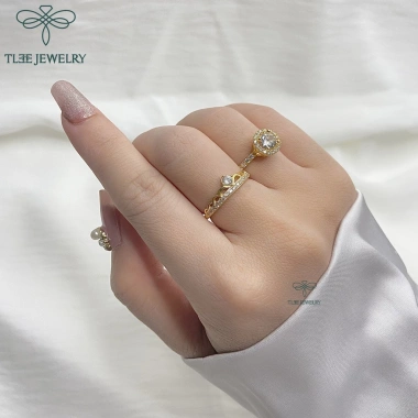 Nhẫn bạc nữ TLEE vương miện nữ hoàng mạ vàng 14k sang trọng - Giá chỉ 494.000₫ 8