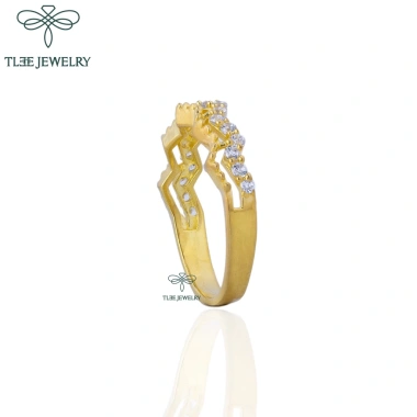 Nhẫn bạc nữ TLEE ziczac hai hàng mạ vàng 14k nạm đá sang trọng - Giá 494.000đ
