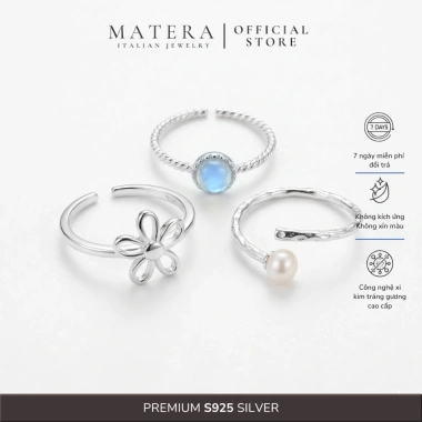 Nhẫn bạc nữ Vintage S925 MATERA cao cấp Nữ tính sang trọng, chỉ 652.000₫