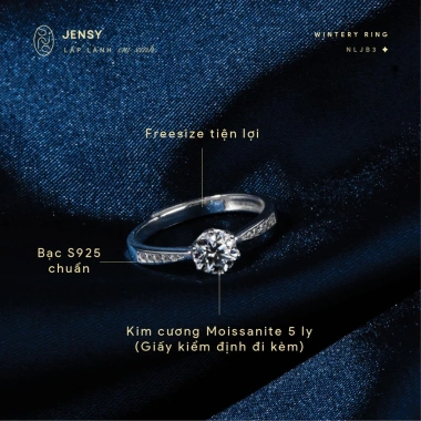 Nhẫn bạc nữ Wintery NLJB3 gắn Moissanite xi bạch kim – Kiểm định GRA, chỉ 734.000₫ 7
