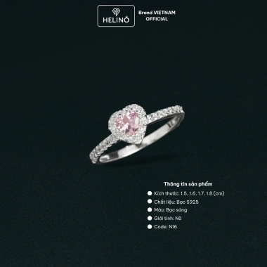 Nhẫn bạc trơn HELINO mặt đá tim hồng Rosie N16 - Xinh xắn, giá 369.000₫ 2 Nhẫn bạc trơn HELINO mặt đá tim hồng Rosie N16 - Xinh xắn, giá 369.000₫ 2