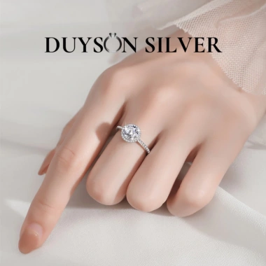 Nhẫn bạc Ý 925 mạ vàng trắng mặt tròn cupcake đính đá CZ 5A cao cấp sang trọng DUYSON SILVER