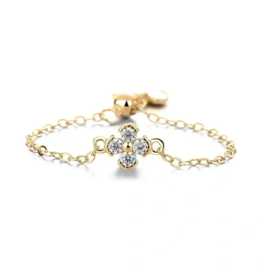 Nhẫn bốn lá clover bạc mạ vàng 18K, dây xích điều chỉnh, giảm 22% chỉ 352.875₫ 6