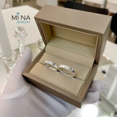 Nhẫn cặp đôi bạc khắc tên tình yêu nam nữ - xi kim, vàng tây | MINA JEWELRY