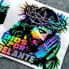Nhãn dán ba chiều DIOS POR DELANTE Decal phản quang thánh giá & Phật, chịu nước, dùng cho ô tô, xe máy 3