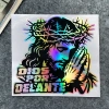 Nhãn dán ba chiều DIOS POR DELANTE Decal phản quang thánh giá & Phật, chịu nước, dùng cho ô tô, xe máy 10