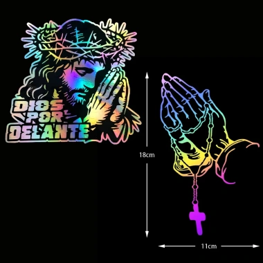 Nhãn dán ba chiều DIOS POR DELANTE Decal phản quang thánh giá & Phật, chịu nước, dùng cho ô tô, xe máy 14 Nhãn dán ba chiều DIOS POR DELANTE Decal phản quang thánh giá & Phật, chịu nước, dùng cho ô tô, xe máy 14