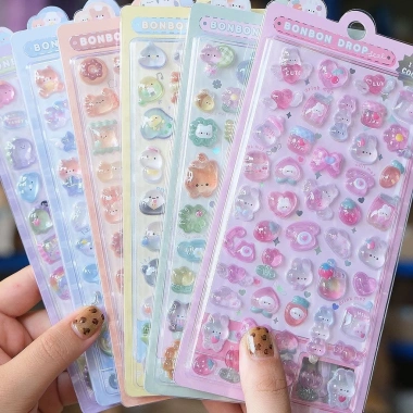 Nhãn dán dập nổi 3D Động vật đầy màu sắc – Bộ 8‑28, chống nước, trang trí vui nhộn cho trẻ em – Giá chỉ 44.317₫