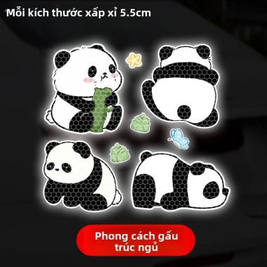Nhãn dán gấu trúc phản quang ZPB9 – Cảnh báo an toàn cho xe hơi, xe máy, xe điện & hộp du lịch, thiết kế thời thượng 7