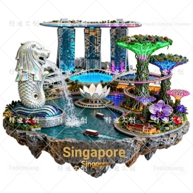 Nhãn dán tủ lạnh dập nổi 3D kim loại Singapore – Quà lưu niệm du lịch thời trang, sáng tạo văn hoá