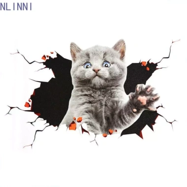 Nhãn dán xe mô phỏng NLINNI 3D mèo ngộ nghĩnh, chống nước đa năng, phụ kiện sáng tạo cho vết nứt - 37.800₫