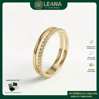 Nhẫn Dana phong cách nữ hai lớp Zirconia sang trọng, vàng óng ánh - Giá ưu đãi 427.900