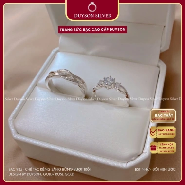 Nhẫn đôi bạc 925 DUYSON SILVER Love Knot - Nhẫn cặp nam nữ đính đá cao cấp 540k