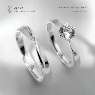 Nhẫn Đôi Bạc 925 JENSY Anatole - Gắn Đá Cao Cấp, Nam Nữ, 1.081.000 VND 3
