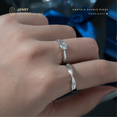 Nhẫn Đôi Bạc 925 JENSY Anatole - Gắn Đá Cao Cấp, Nam Nữ, 1.081.000 VND 4