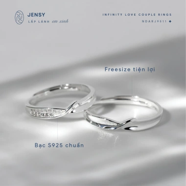 Nhẫn Đôi Bạc S925 Cao Cấp JENSY Infinity Love Nam Nữ - Giảm Giá 859.000đ