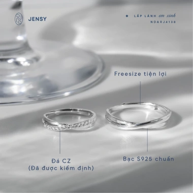 Nhẫn Đôi Bạc S925 Đá Đan Chéo Cao Cấp JENSY Seraphines NDARJ4.138 Nam Nữ 6