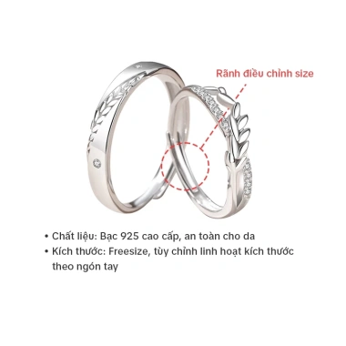 Nhẫn đôi bạc S925 freesize - Cặp kỷ niệm hoạ tiết lúa mì ND2.894, chỉ 330.000₫ 4 Nhẫn đôi bạc S925 freesize - Cặp kỷ niệm hoạ tiết lúa mì ND2.894, chỉ 330.000₫ 4