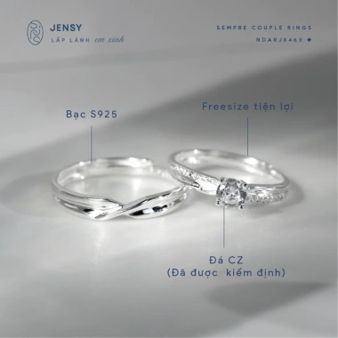 Nhẫn Đôi Bạc S925 JENSY Gắn Đá NDARJ8.463 - Nhẫn Cặp Tình Yêu Giá 723.000₫ 6