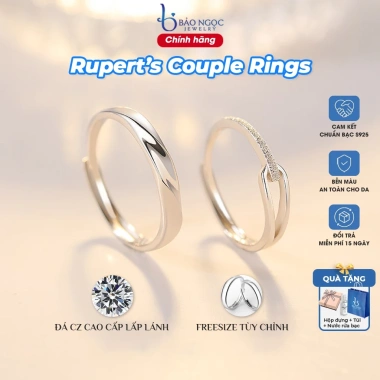 Nhẫn đôi bạc s925 Rupert Tears freesize - Quà tặng 8/3 người yêu, giảm 494k