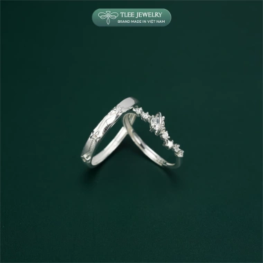 Nhẫn đôi bạc TLEE Starlight Love ánh sao lấp lánh freesize nam nữ giá ưu đãi 880.000 VND