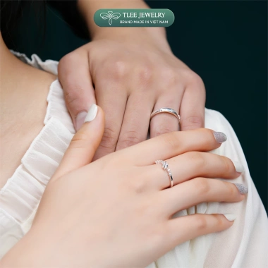 Nhẫn đôi bạc TLEE Starlight Love ánh sao lấp lánh freesize nam nữ giá ưu đãi 880.000 VND