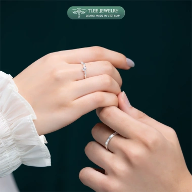 Nhẫn đôi bạc TLEE Starlight Love ánh sao lấp lánh freesize nam nữ giá ưu đãi 880.000 VND