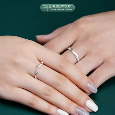 Nhẫn đôi bạc TLEE Starlight Love ánh sao lấp lánh freesize nam nữ giá ưu đãi 880.000 VND