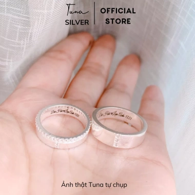 Nhẫn đôi bạc TUNA SILVER tùy chỉnh, khắc chữ và tên, gắn đá - Giá 650.000₫ 5 Nhẫn đôi bạc TUNA SILVER tùy chỉnh, khắc chữ và tên, gắn đá - Giá 650.000₫ 5