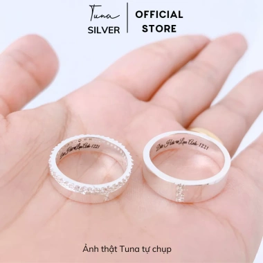 Nhẫn đôi bạc TUNA SILVER tùy chỉnh, khắc chữ và tên, gắn đá - Giá 650.000₫ 6 Nhẫn đôi bạc TUNA SILVER tùy chỉnh, khắc chữ và tên, gắn đá - Giá 650.000₫ 6