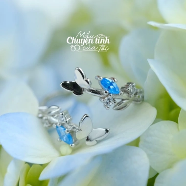 Nhẫn đôi Cá Voi Hồ Điệp Bạc 925 Nguyên Khối Freesize - Setbox Tuylip Giá 950.000 10