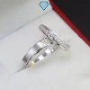 Nhẫn đôi Moissanite 3.5mm xi bạch kim sang trọng, khắc tên miễn phí - Giá ưu đãi 689.000₫