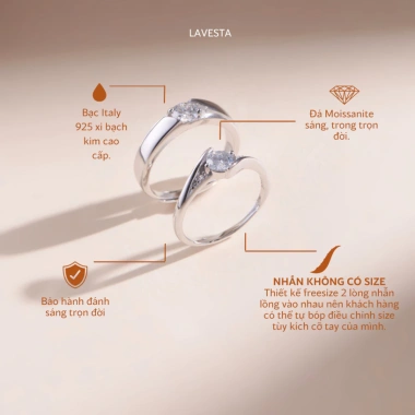 Nhẫn đôi nam nữ bạc xi bạch kim đá Moissanite GRA LAVESTA KC66 - 1.815.000đ 2 Nhẫn đôi nam nữ bạc xi bạch kim đá Moissanite GRA LAVESTA KC66 - 1.815.000đ 2